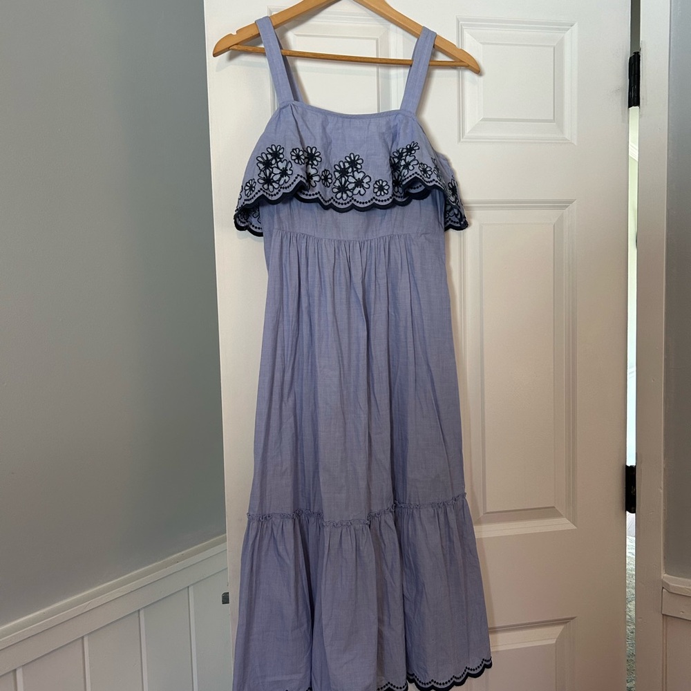 Kate Spade Blue Embroidered Maxi Dress